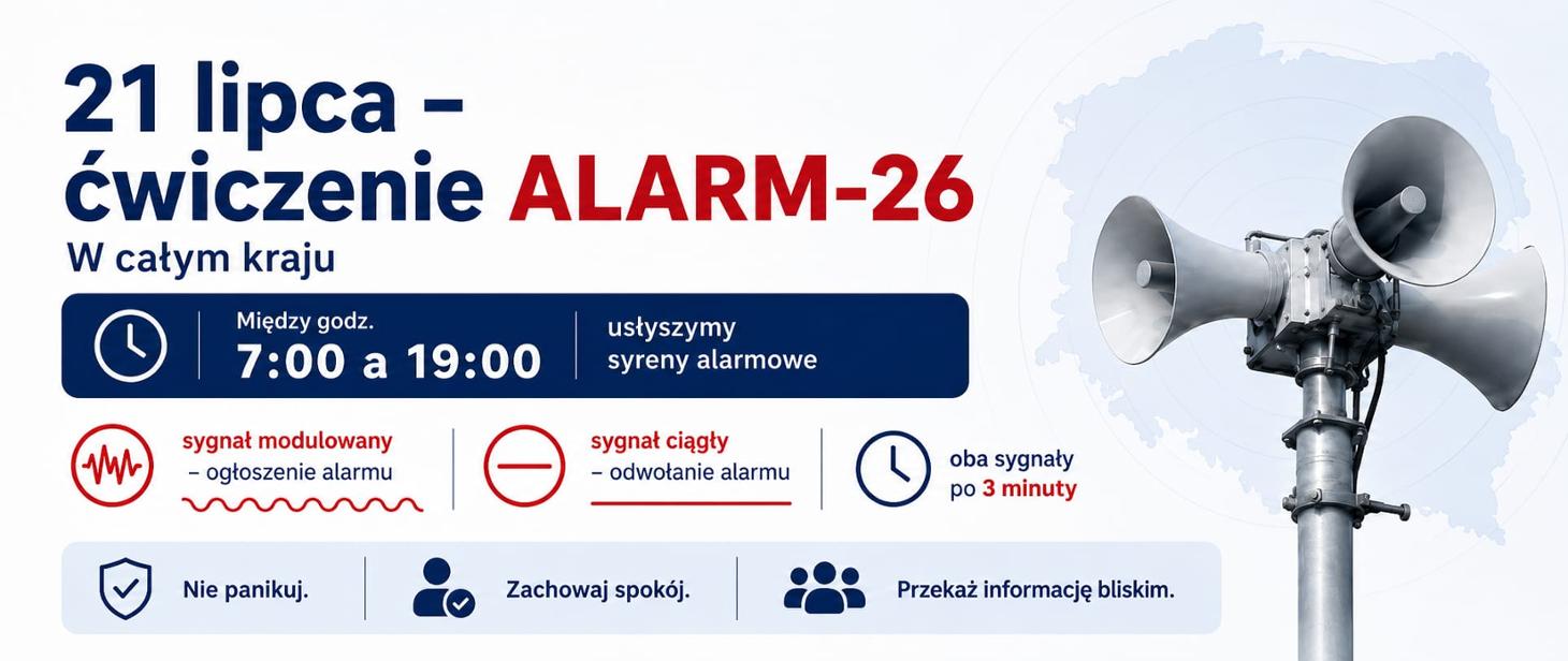 Ogólnopolskie ćwiczenie Alarm-26. We wtorek 21 lipca usłyszymy syreny alarmowe