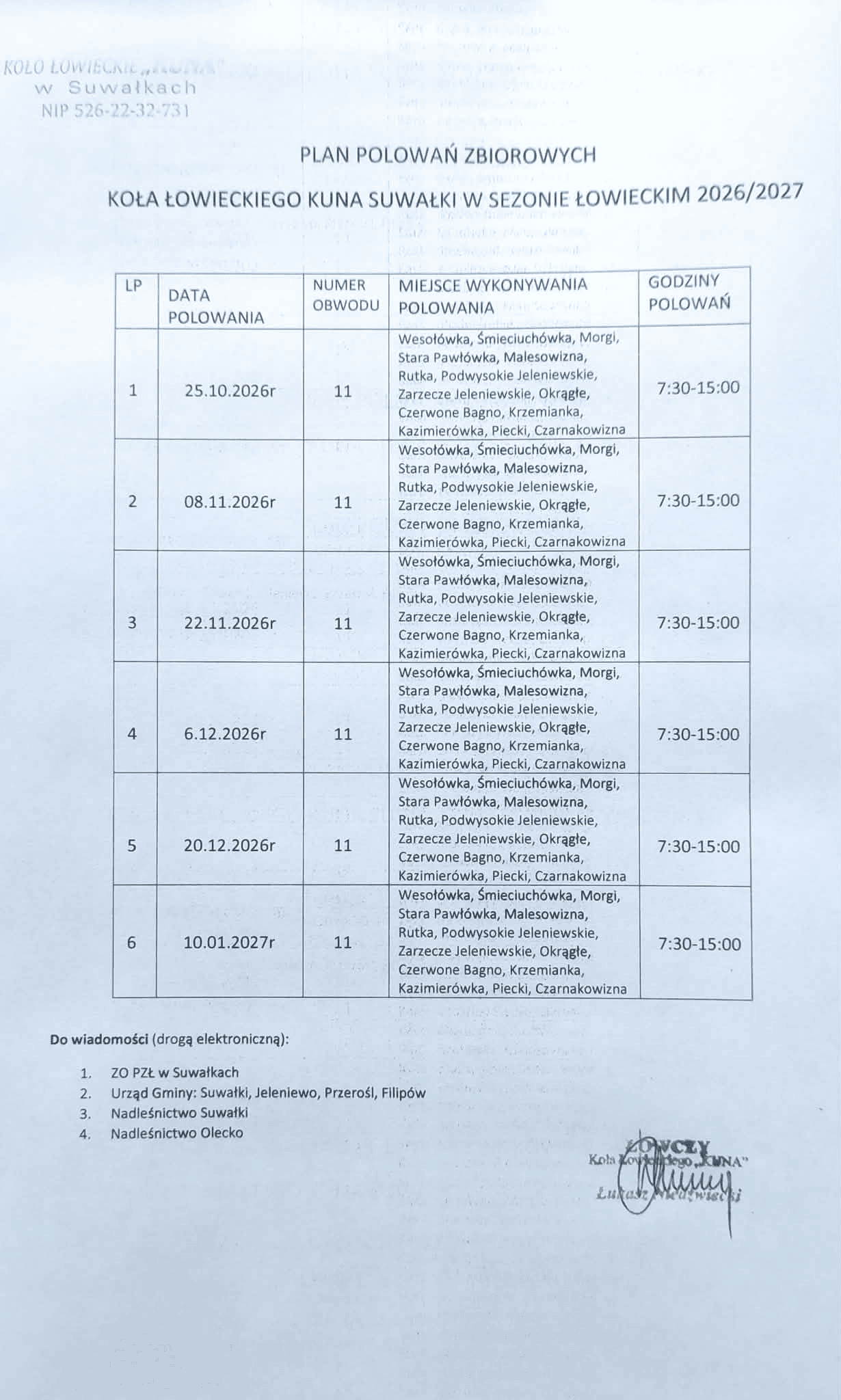 Plan polowań zbiorowych